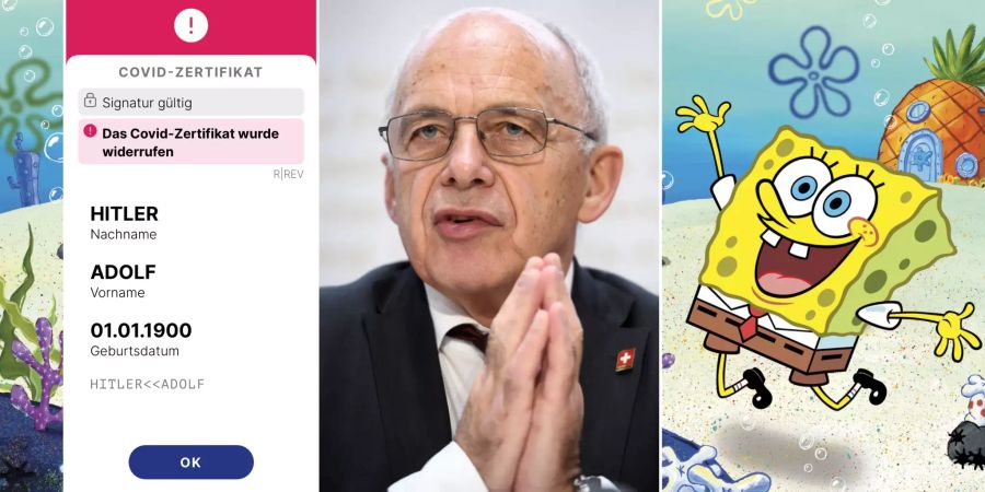 Covid-Zertifikat Maurer Spongebob