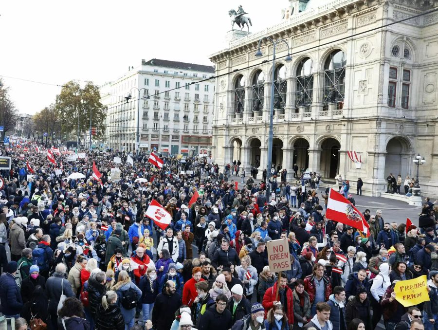 Tausende demonstrierten am vergangenen Samstag in Wien gegen die neuen Corona-Massnahmen.