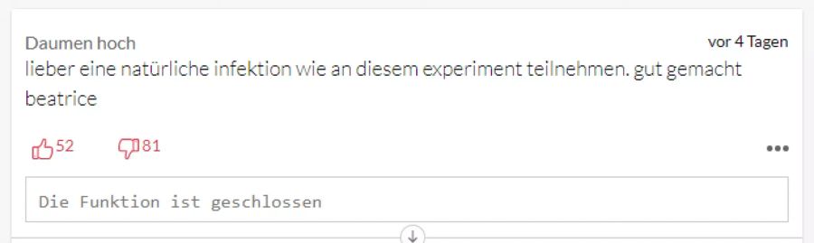 Dieser User findet eine natürliche Immunisierung besser als eine Impfung.