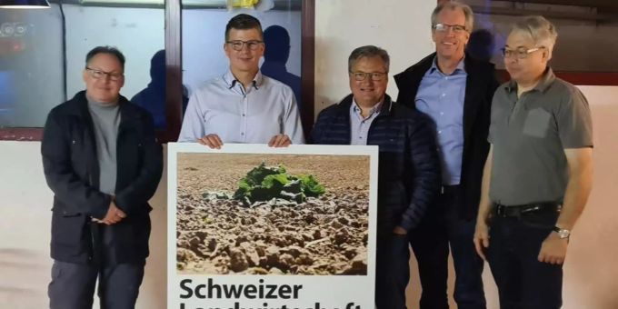 Infoabend (v.l.): Thomas Duss, Mike Egger, Richard Baumann, Erich Scheibli und René Ackermann. SVP Flawil