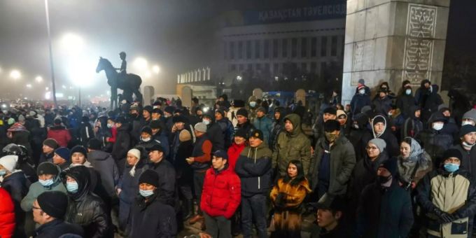 Demonstranten in Kasachstan Demonstranten in Kasachstan