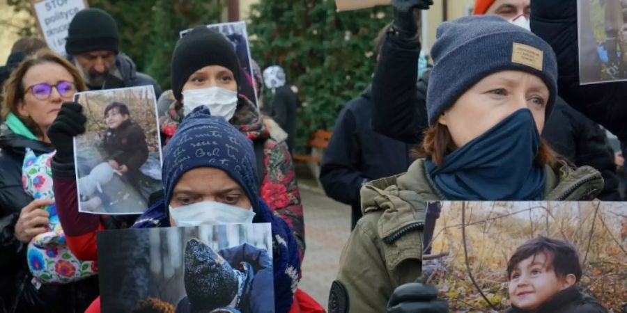 Demonstration für die Lage der Flüchtlinge in Hajnowka