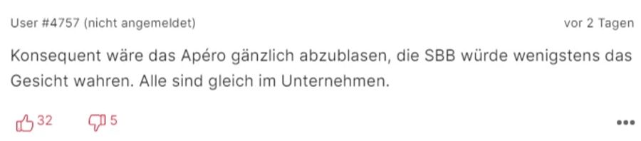 «Konsequent wäre, das Apéro gänzlich abzublasen», fordert dieser Nau.ch-Leser.