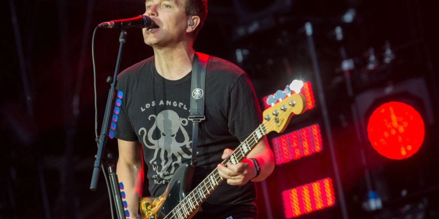 Der Bassist und Sänger der Band Blink-182, Mark Hoppus, tritt beim Musikfestival Hurricane auf (2017).