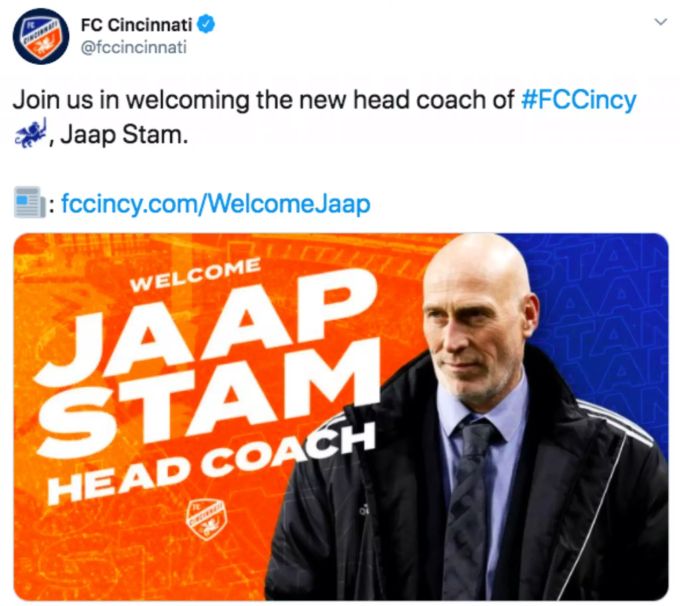 Ups! Der FC Cincinnati verkündet seinen neuen Trainer mit einem falschen Foto. FC Cincinnati Jaap Stam