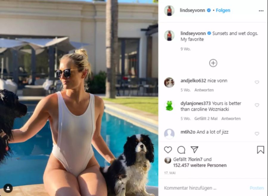 Lindsey Vonn und ihre beiden Hunde Bear und Lucy.