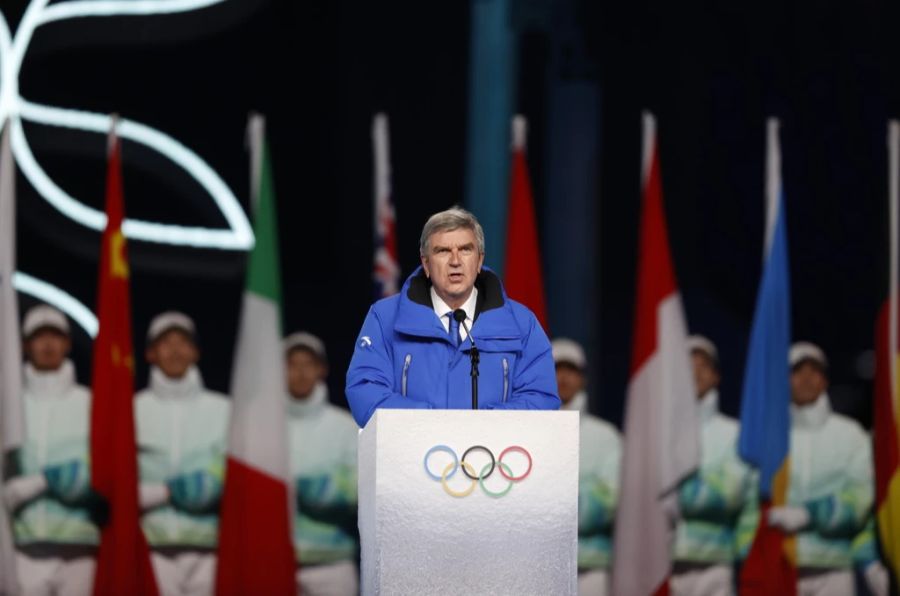 Thomas Bach, Präsident IOC, hält die offizielle Eröffnungsrede.