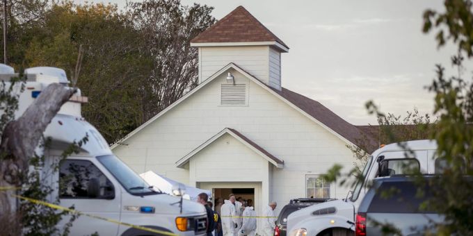 Die Kirche, in der der Amokläufer im Jahr 2017 26 Menschen erschoss. sutherland springs