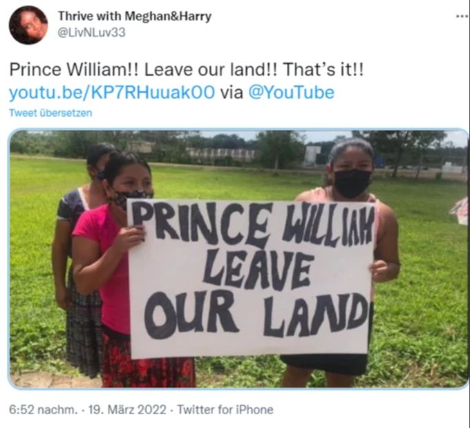«Prinz William, verlassen Sie unser Land», heisst es auf den Plakaten der Dorfbewohner. Prinz William