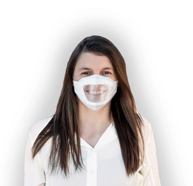 So sieht die gegen das Coronavirus produzierte FFP-Maske mit Sichtfenster der Flawa Consumer GmbH aus. Coronavirus