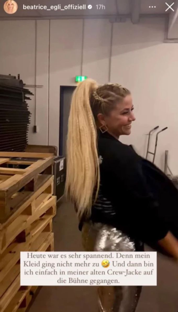 Beatrice Egli passt nicht in ihr Kleid. beatrice egli