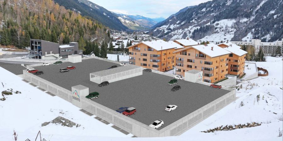 Neues Parkhaus an der Talstation Disentis