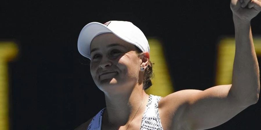 Ashleigh Barty jubelt über ihren Sieg. Foto: Andy Brownbill/AP/dpa