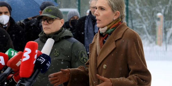 Litauens Innenministerin Agne Bilotaite an der Grenze. litauen