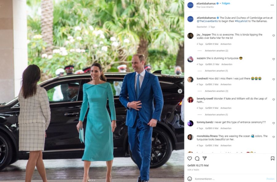 William und Kate bei ihrer Ankunft im Atlantis Resort.