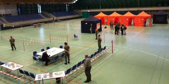 Die regionale Zivilschutzorganisation Olten im Impfzentrum Kleinholz. Zivilschutz Olten