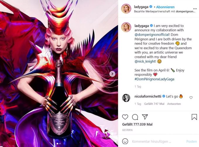 Lady Gaga ist das neue Gesicht der Champagnermarke Dom ...