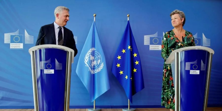 Johansson mit UN-Flüchtlingskommissar Grandi