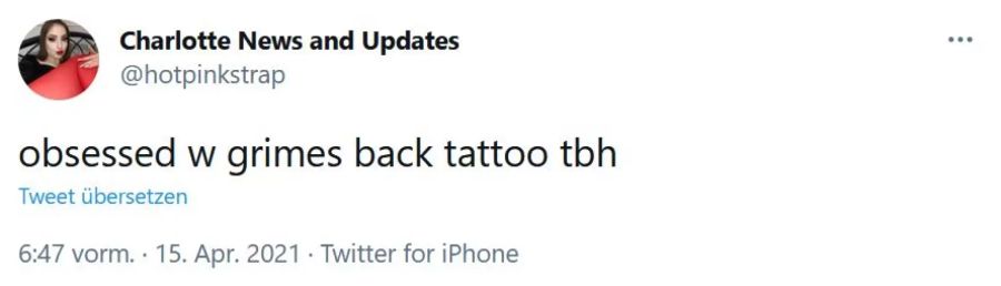 Diese Twitter-Userin ist ins Tattoo von Grimes verliebt.