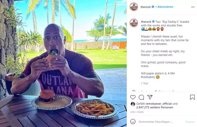 Auch Dwayne Johnson gönnt sich mal eine Ausnahme. dwayne johnson