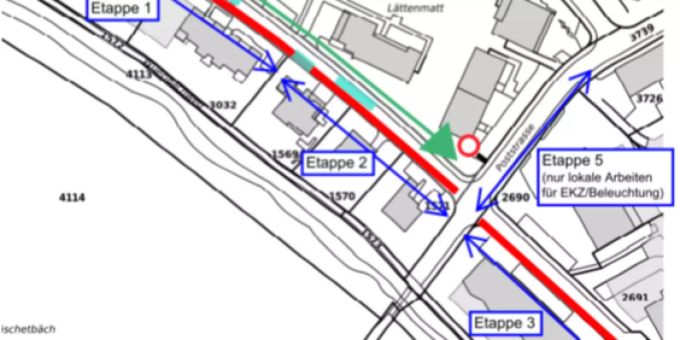 Bauarbeiten in der Lettenmattstrasse. Dietikon