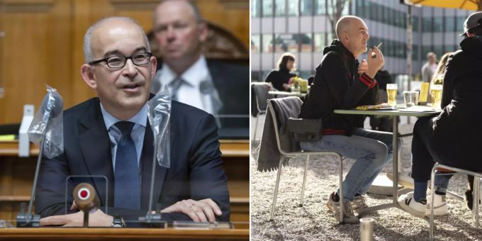 Die Rauch-Regel des BAG auf Terrassen von Restaurants findet SVP-Nationalrat Gregor Rutz «absurd». Gregor Rutz BAG Terrasse