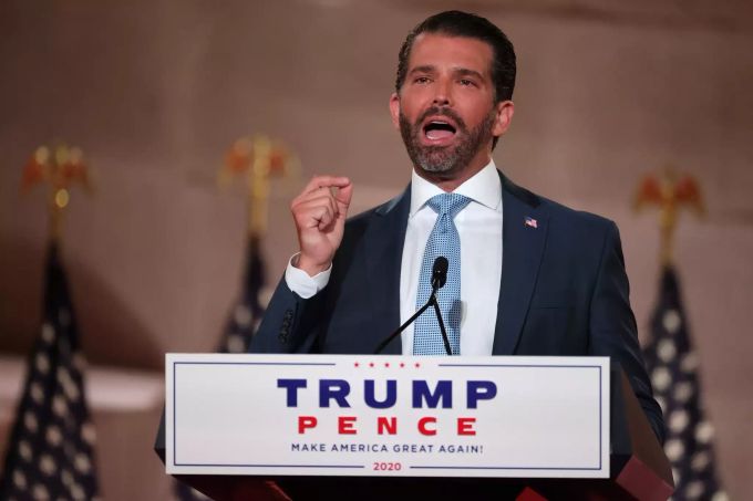 Donald Trump Jr. griff in seiner Rede den demokratischen Präsidentschaftsbewerber Joe Biden scharf an. Donald Trump Jr.