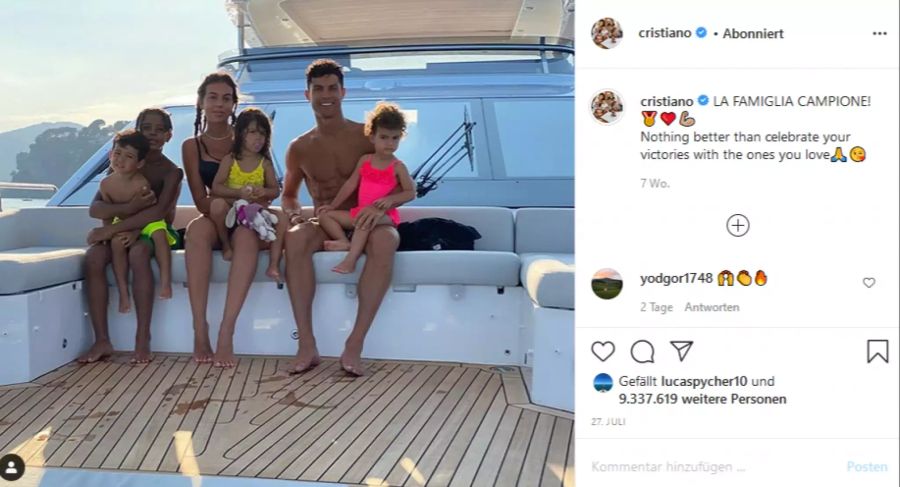 Ronaldo mit seiner sechsköpfigen Familie.