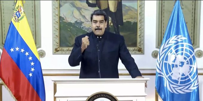 Dieses von UNTV zur Verfügung gestellte Foto zeigt Nicolas Maduro, Präsident von Venezuela, während einer Aufzeichnung für eine Videobotschaft anlässlich des Beginns der Generaldebatte der 75. UN-Vollversammlung. Nicolás Maduro