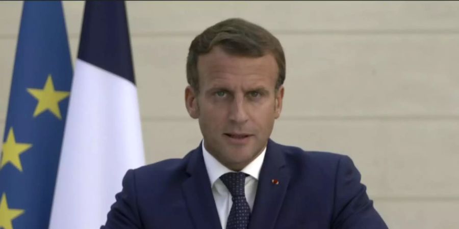 SCREENSHOT - Emmanuel Macron, Präsident von Frankreich, spricht anlässlich des Beginns der UN-Generaldebatte. Foto: Uncredited/UNTV/AP/dpa - ACHTUNG: Nur zur redaktionellen Verwendung im Zusammenhang mit der aktuellen Berichterstattung und nur mit vollständiger Nennung des vorstehenden Credits