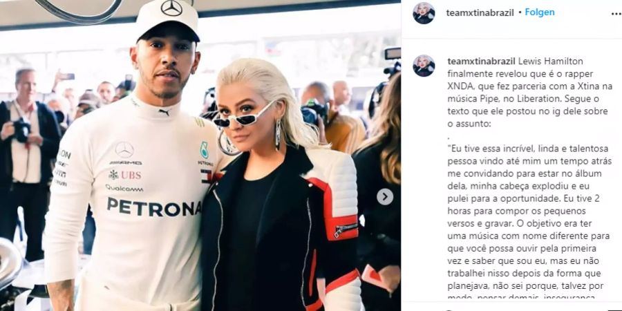 Der Popstar besuchte Lewis Hamilton an einem Rennen.