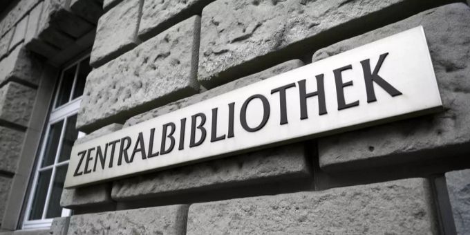 Ein Schild neben dem Eingang der Zentralbibliothek Zürich, am Dienstag, 13. Dezember 2016. Zentralbibliothek Zürich
