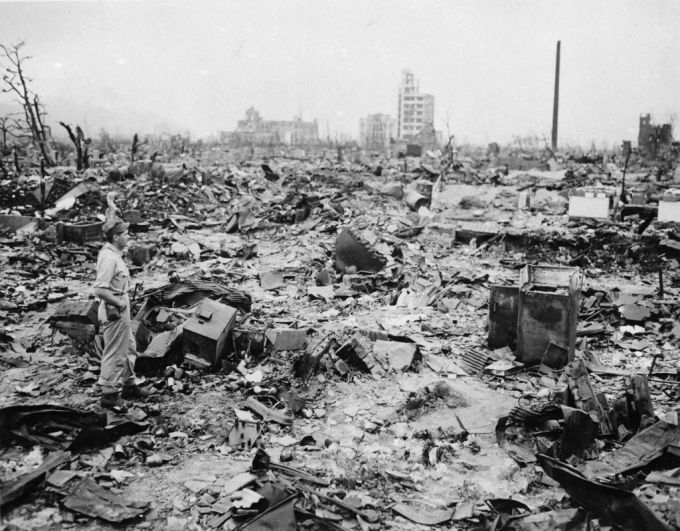 Hiroshima am 8. September 1945, einige Wochen nach dem Atombombeneinschlag. Hiroshima