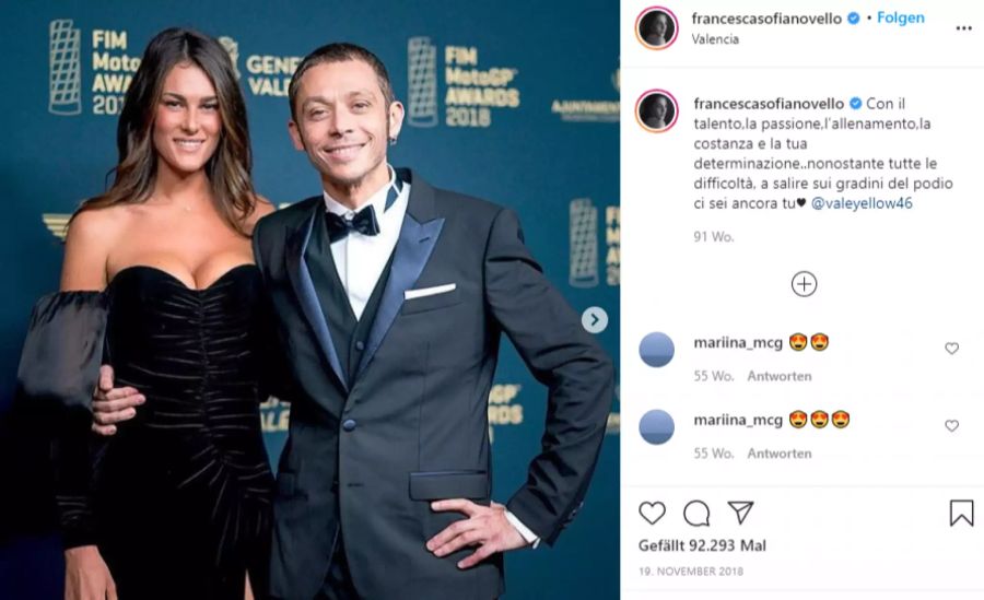 Valentino Rossi mit seiner Freundin Francesca Sofia Novello.