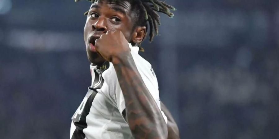 Juve-Spieler Moise Kean wurde beim Spiel gegen Cagliari Calcio von Fans beleidigt. Foto: Alessandro Di Marco/ANSA/AP/dpa