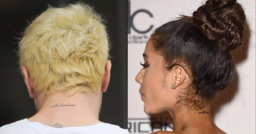 Pete Davidson und Ariana Grande trugen beide den Schriftzug «mille tendresse» im Nacken.