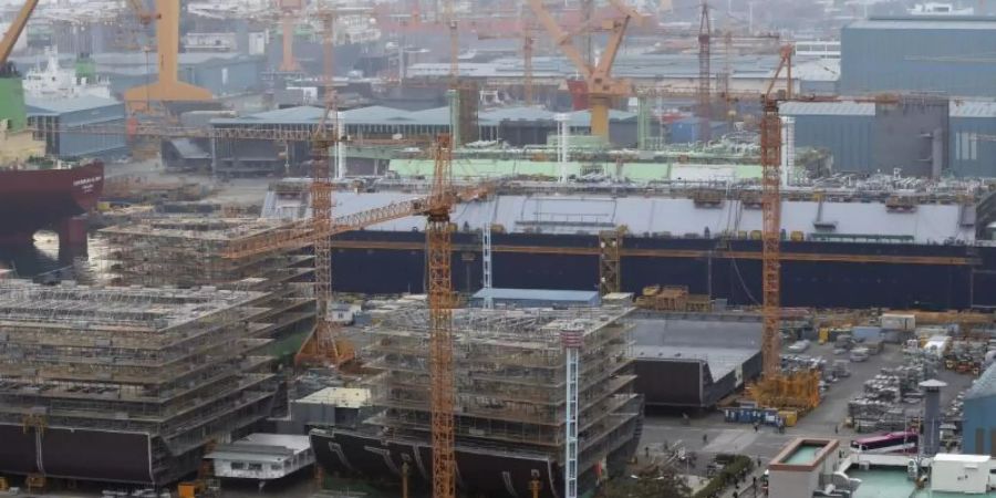 Blick auf die Werft des südkoreanischen Schiffbauer Daewoo Shipbuilding and Marine Engineering in Geoje (Südkorea). Foto: Kim Dong-Min/YONHAP