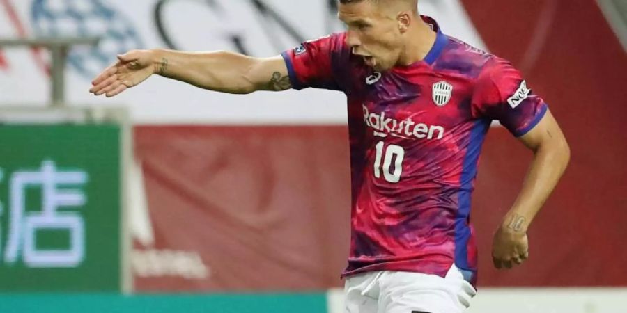 Lukas Podolski spielt in der japanischen J-League für Vissel Kobe. Foto: kyodo