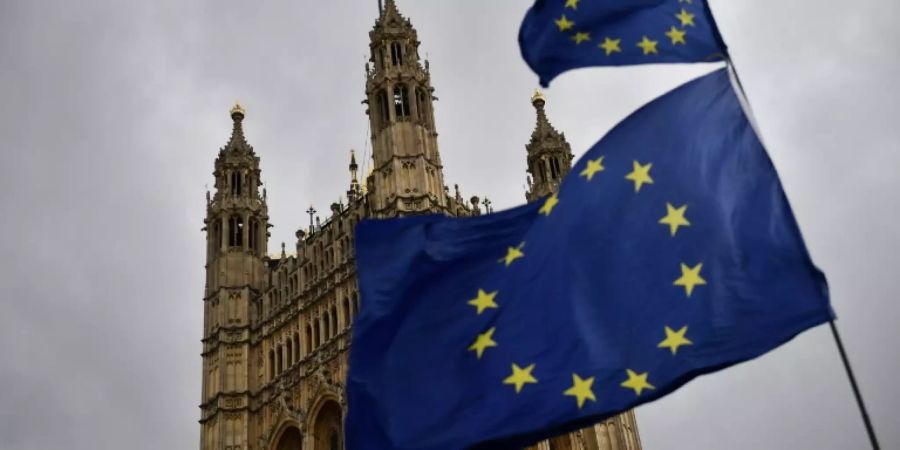 EU-Flaggen vor dem Parlament in London