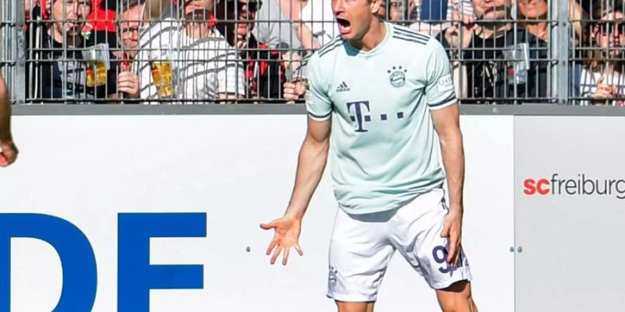 Robert Lewandowski will im Spiel gegen Borussia Dortmund seinen 200. Bundesliga-Treffer erzielen. Foto: Uwe Anspach/dpa