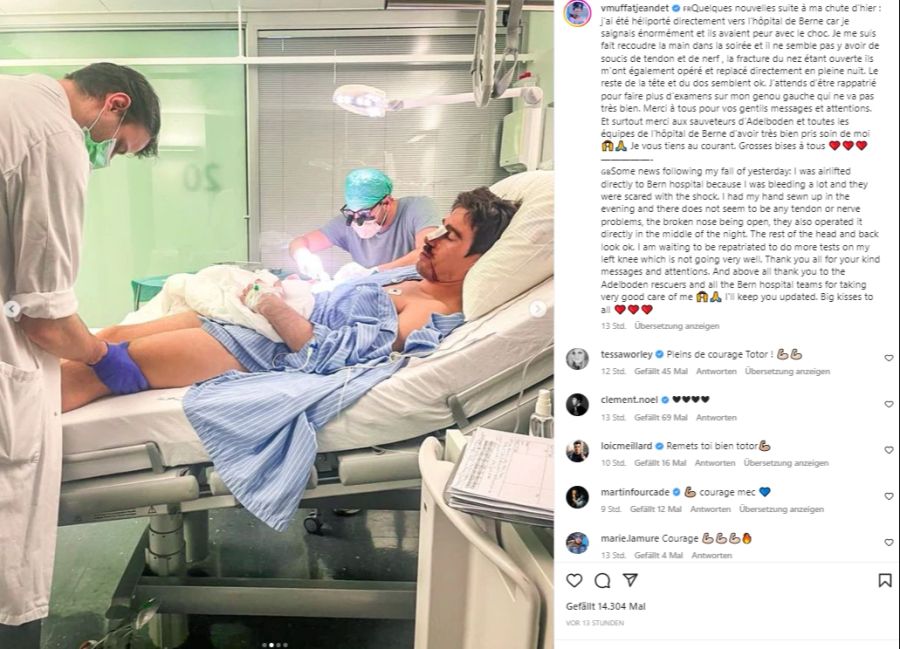Ärzte untersuchen Muffat-Jeandet im Spital in Bern.