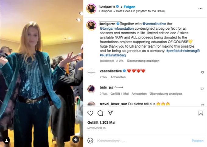 Grünes Outfit in einem Video von Toni Garrn. TONI GARRN (@tonigarrn)