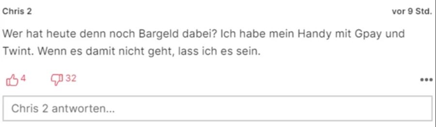 Für «Chris 2» ist Bargeld keine Option mehr.