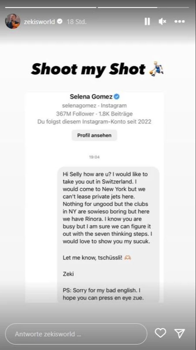 Zeki versucht sein Glück bei Selena Gomez. zeki
