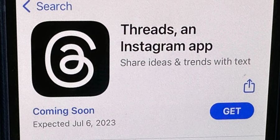 Die Ankündigung der Social-Media-App Threads wird im US-amerikanischen App Store von Apple angezeigt.