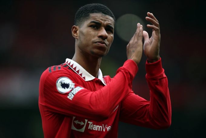 Marcus Rashford im Dress seines Heimatklubs Manchester United. Marcus Rashford