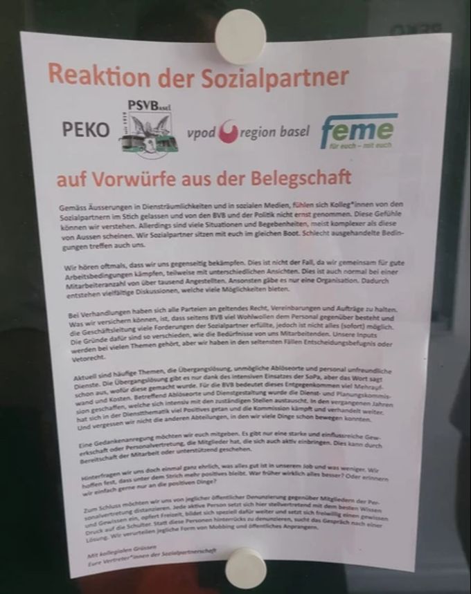 Stellungnahme der Gewerkschaften. onlinereports
