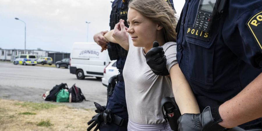 Greta Thunberg blockierte mit weiteren Aktivisten die Hafen-Zufahrt. (Archivbild)