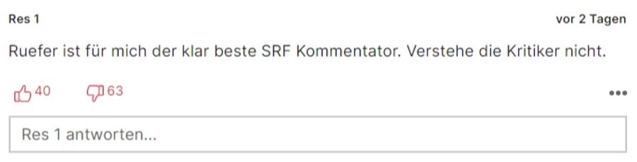 User «Res 1» ist offenbar ein Fan von SRF-Kommentator Sascha Ruefer.