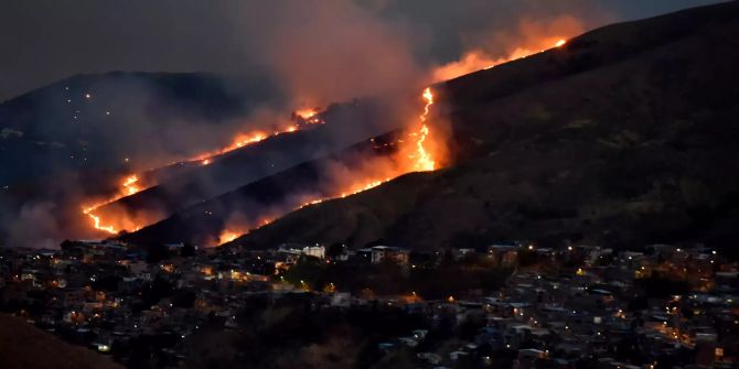 Forest fire in Cali, Colombia